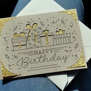 Set of Three Handmade Glitter Birthday Cards